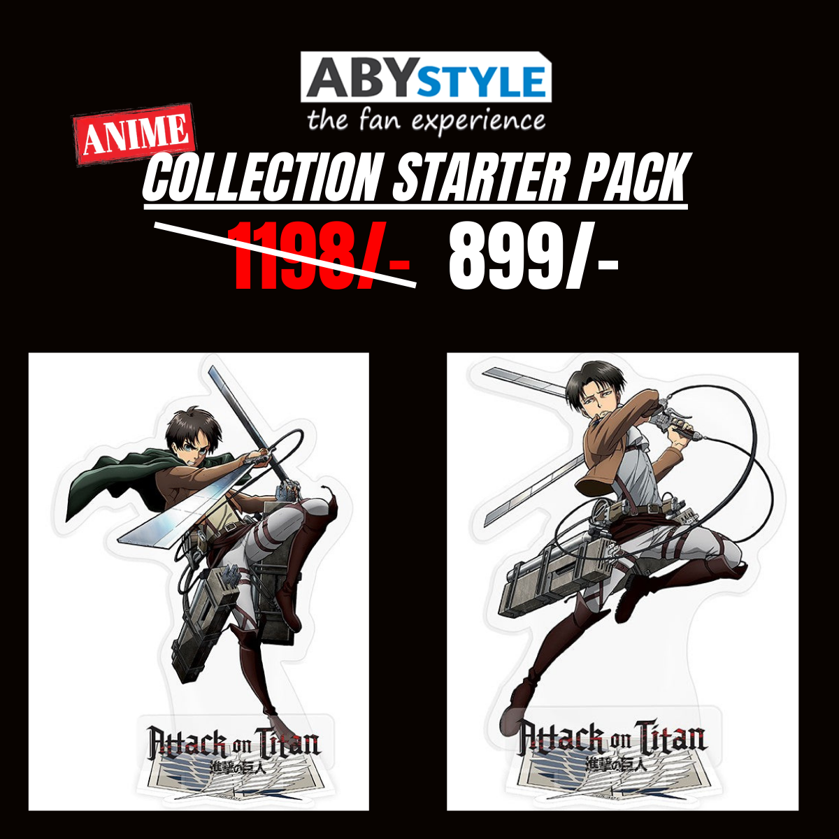 Abystyle Attack On Titan - Acrylic Stand - Season 3 Eren + Levi – Wizplex